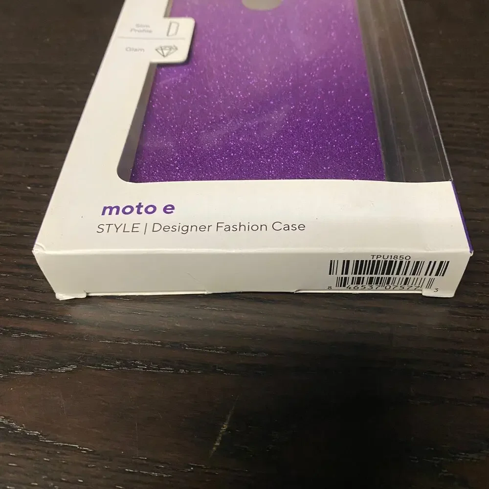 Moto E Fashion Case Metro by T-Mobile Purple Glitter Brand New